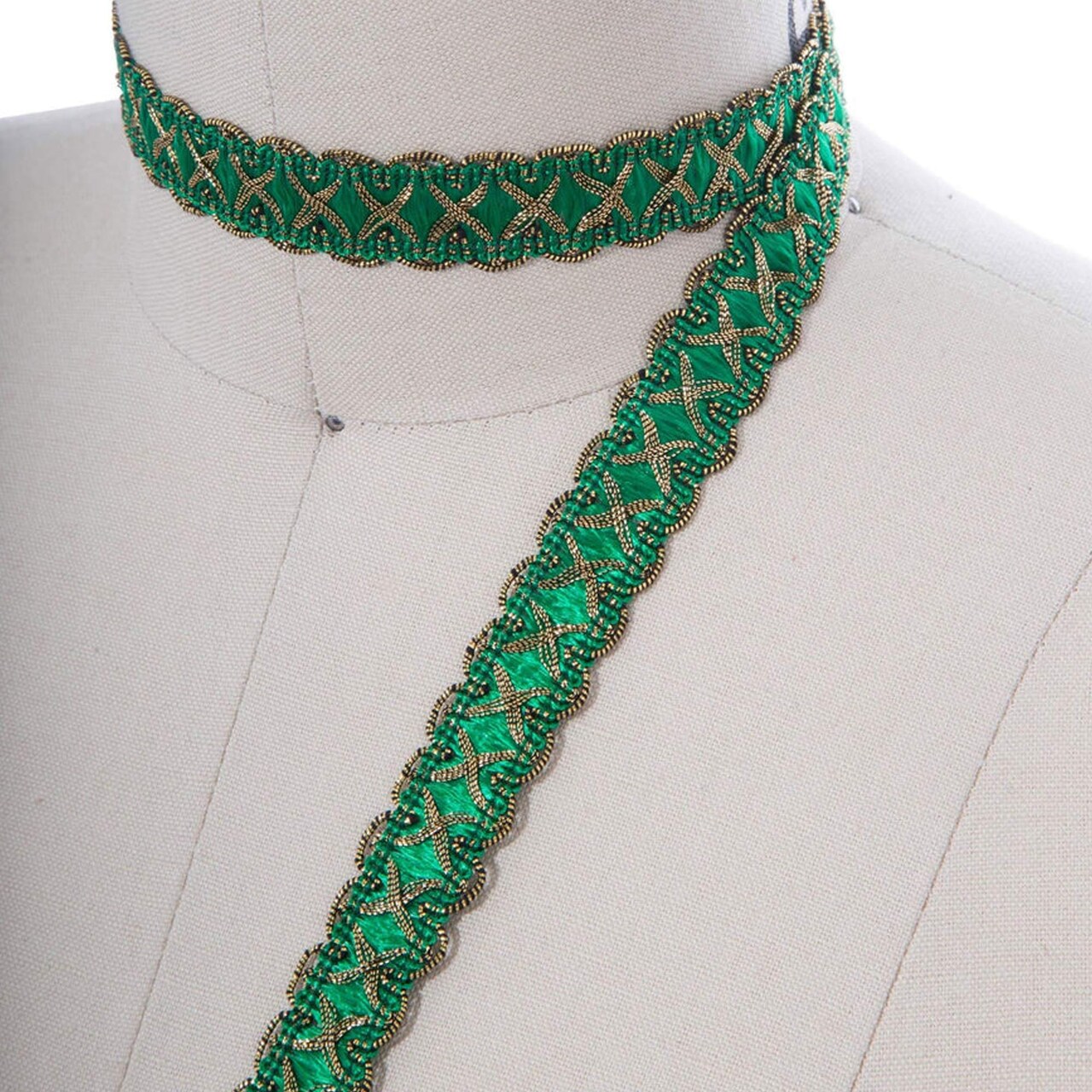 2 Yards 5/8" Width Shamrock Green and Gold Upholstery Gimp Trim